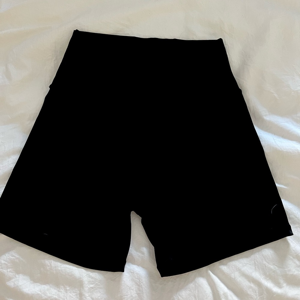 Black biker shorts with cross over waist